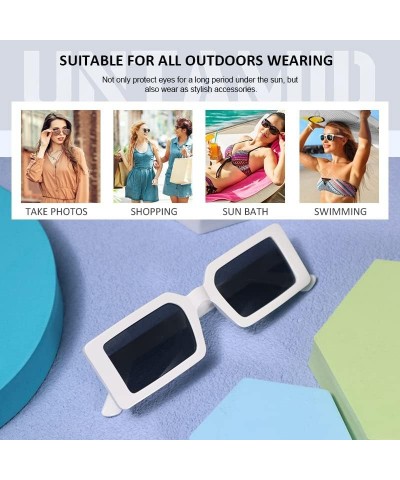 Rectangle Trendy Sunglasses for Women Retro Fashion Sunglasses UV 400 Protection Square Frame Shades White/Grey $9.45 Rectang...