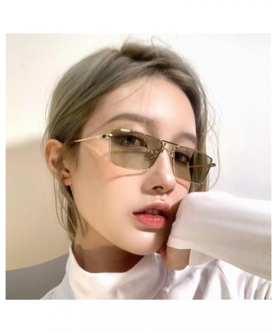 Small Frame Fashion Hip Hop Woman Sunglasses Metal Outdoor Vacation UV400 Sunglasses Gift B $16.30 Designer