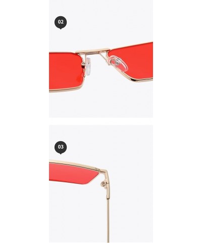 Small Frame Fashion Hip Hop Woman Sunglasses Metal Outdoor Vacation UV400 Sunglasses Gift B $16.30 Designer