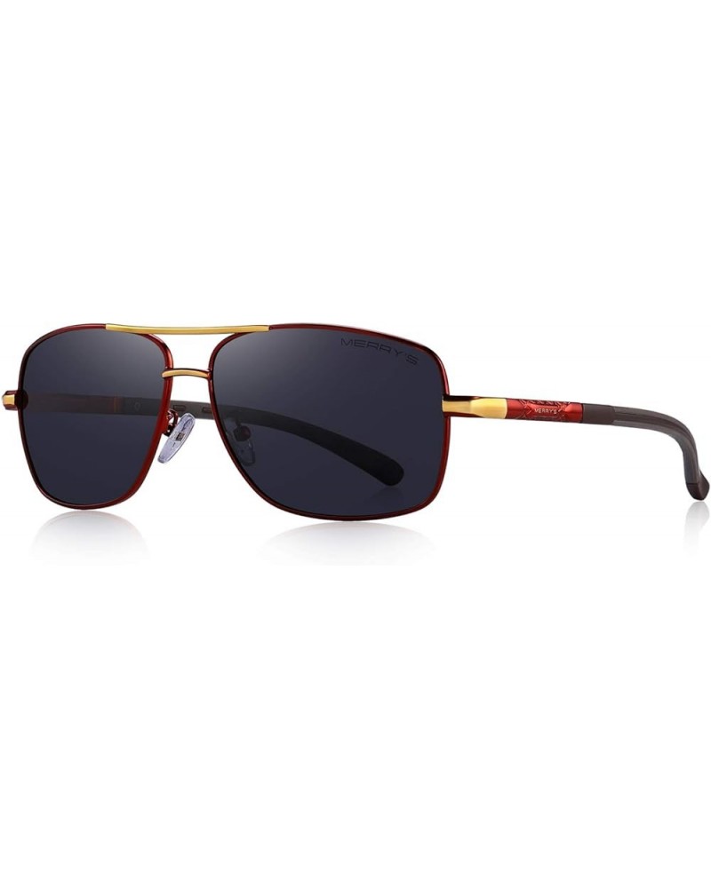 HOT Fashion Driving Polarized Sunglasses for Men Square 45mm glasses S8714 Red $12.17 Square