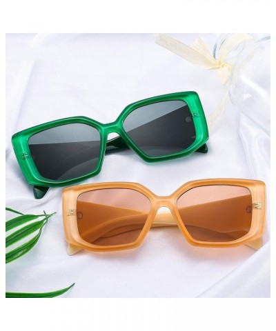 Vintage Square Sunglasses Women Men Wide Leg Big Frame Sun Glasses Black Green Shades UV400 Champagne $9.18 Square