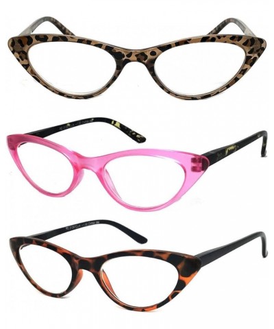 3 Pairs K03 Retro Woman Cat Eye Full Lens Reading Glasses Spring Temple (Leopard/Pink/Green, 2.50) Leopart/Pink/Brown +1.50 $...