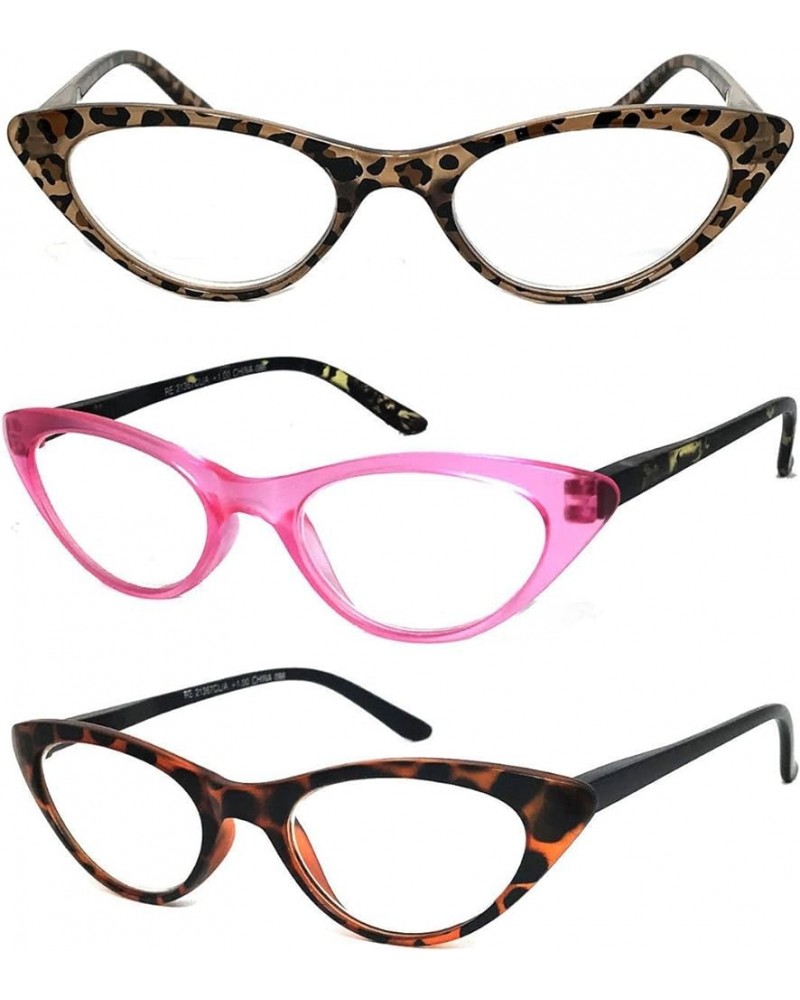 3 Pairs K03 Retro Woman Cat Eye Full Lens Reading Glasses Spring Temple (Leopard/Pink/Green, 2.50) Leopart/Pink/Brown +1.50 $...