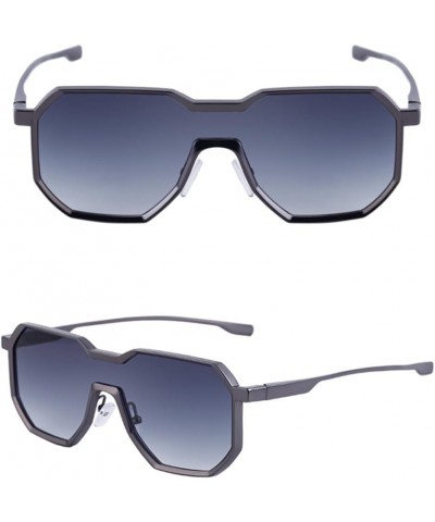 Sunglasses Men Vintage One-pieces Punk Sun Glasses For Male Oversized Square Eyewear Shades C10 Gun Double Gray $31.50 Sport