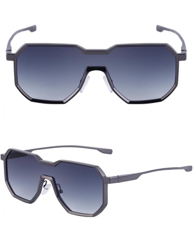 Sunglasses Men Vintage One-pieces Punk Sun Glasses For Male Oversized Square Eyewear Shades C10 Gun Double Gray $31.50 Sport