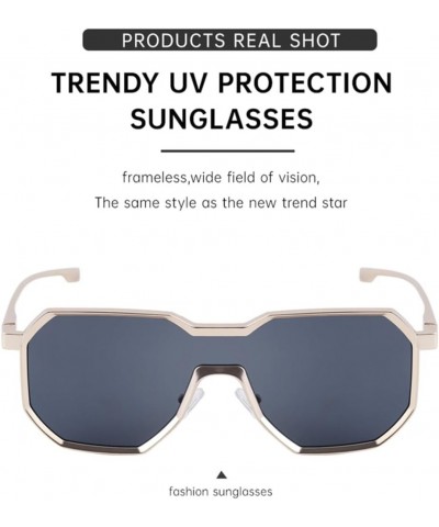 Sunglasses Men Vintage One-pieces Punk Sun Glasses For Male Oversized Square Eyewear Shades C10 Gun Double Gray $31.50 Sport