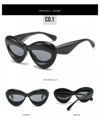 Cat Eye Fashion Sunglasses for Men and Women Vacation Beach Party Decorative Sunglasses (Color : 1, Size : 1) 1 1 $10.75 Cat Eye