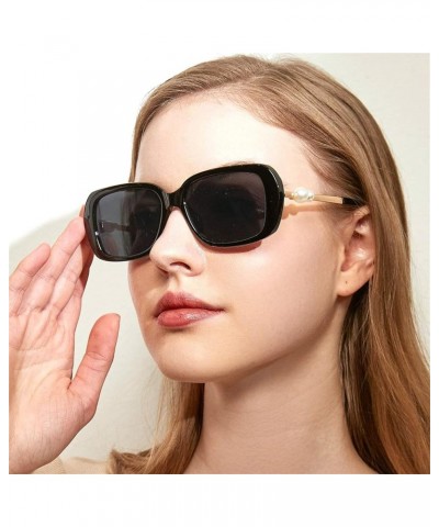 Luxury Oversized Rectangle Sunglasses Woman 2021 Square Pearl Sun Glasses Female Gradient Retro Elegant Ladies Eyewear Black ...