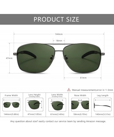 Men's Polarized Square Aviator Sunglasses Durable Metal Frame for Fishing Driving Golf 100% UV Protection Gunmetal Frame/Dark...