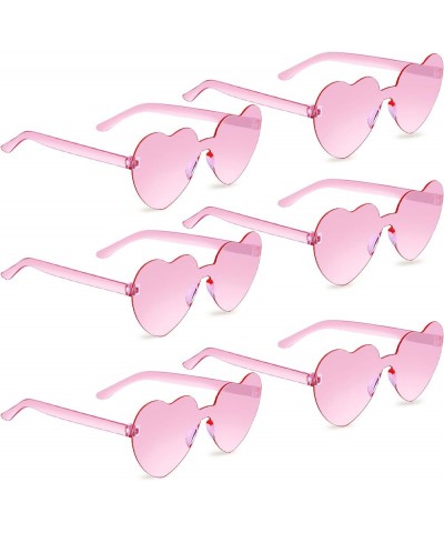 6 Pairs Heart Shaped Sunglasses,Rimless Transparent Heart Glasses,Candy Color Frameless Trendy Eyewear for Women 6*pink $6.98...