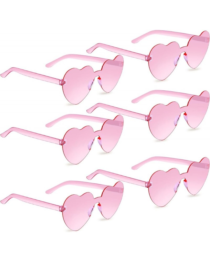 6 Pairs Heart Shaped Sunglasses,Rimless Transparent Heart Glasses,Candy Color Frameless Trendy Eyewear for Women 6*pink $6.98...