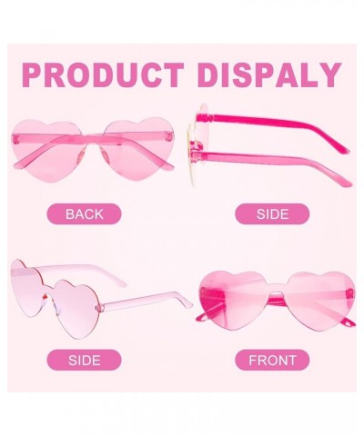 6 Pairs Heart Shaped Sunglasses,Rimless Transparent Heart Glasses,Candy Color Frameless Trendy Eyewear for Women 6*pink $6.98...