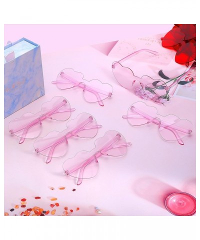 6 Pairs Heart Shaped Sunglasses,Rimless Transparent Heart Glasses,Candy Color Frameless Trendy Eyewear for Women 6*pink $6.98...