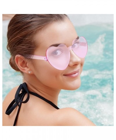 6 Pairs Heart Shaped Sunglasses,Rimless Transparent Heart Glasses,Candy Color Frameless Trendy Eyewear for Women 6*pink $6.98...