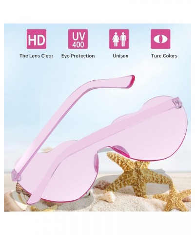 6 Pairs Heart Shaped Sunglasses,Rimless Transparent Heart Glasses,Candy Color Frameless Trendy Eyewear for Women 6*pink $6.98...