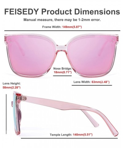 Retro Square Polarized Sunglasses Women Men Vintage Minimalist Shades B2600 Clear Pink Frame Mirrored Pink Lenses $10.08 Square