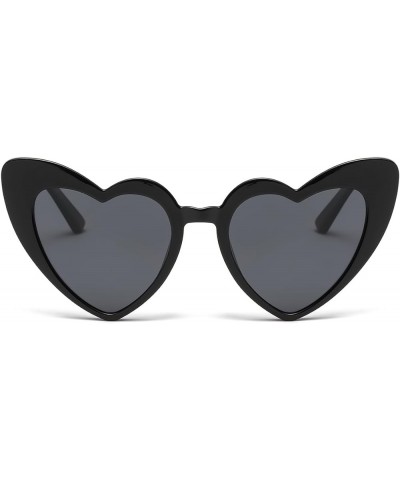 Polarized Heart Shaped Sunglasses for Women Vintage Fashion Cat Eye Lovely Style Sun Glasses 03 Black/Grey $6.75 Cat Eye