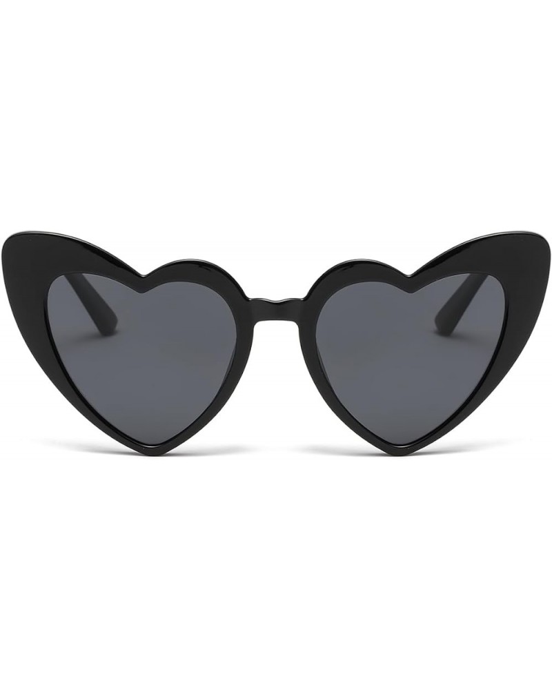 Polarized Heart Shaped Sunglasses for Women Vintage Fashion Cat Eye Lovely Style Sun Glasses 03 Black/Grey $6.75 Cat Eye