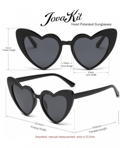 Polarized Heart Shaped Sunglasses for Women Vintage Fashion Cat Eye Lovely Style Sun Glasses 03 Black/Grey $6.75 Cat Eye