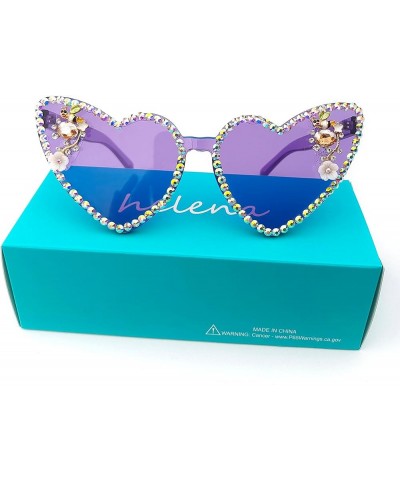 Trendy Diamond Heart Sunglasses Love Heart Shaped Rhinestone bling Sunglasses UV400 Party Driving for Women Purple $10.38 Des...