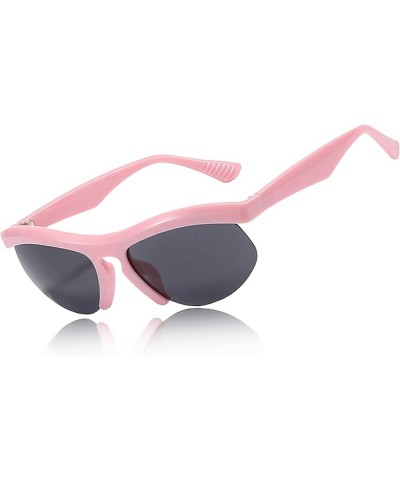 Y2k Sunglasses for Women Men Fashion Rectangle Sport Sunglasses Trendy Futuristic Semi-Rimless Sun Glasses Pink/grey $5.19 Re...