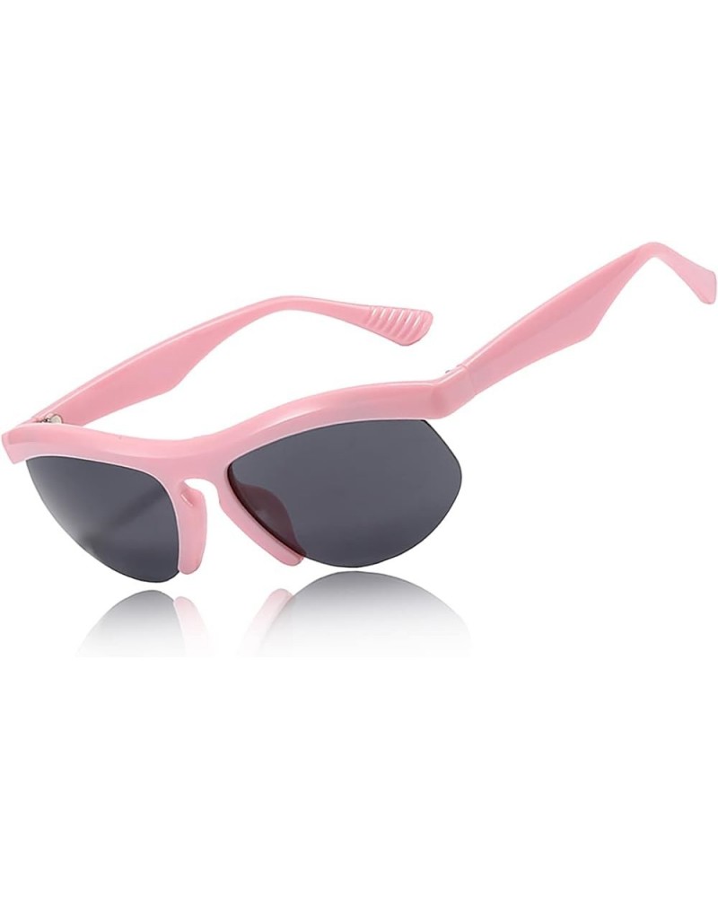 Y2k Sunglasses for Women Men Fashion Rectangle Sport Sunglasses Trendy Futuristic Semi-Rimless Sun Glasses Pink/grey $5.19 Re...