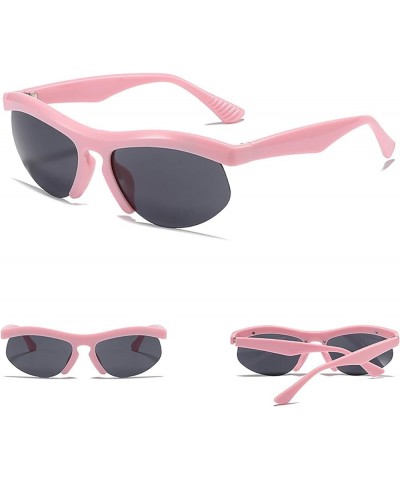 Y2k Sunglasses for Women Men Fashion Rectangle Sport Sunglasses Trendy Futuristic Semi-Rimless Sun Glasses Pink/grey $5.19 Re...