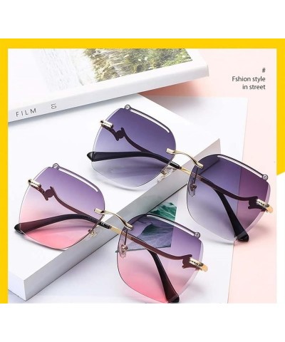 Ladies Rimless Metal Sunglasses Outdoor Decoration Street Shooting Holiday Live Glasses (Color : F, Size : Medium) Medium B $...