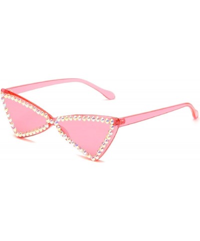 Sexy Cat Eye Sunglasses Women Rimless Vintage Rhinestone Sun Glasses Female Lady Candy Color Eyewear Triangle Shades 2pcs-pin...