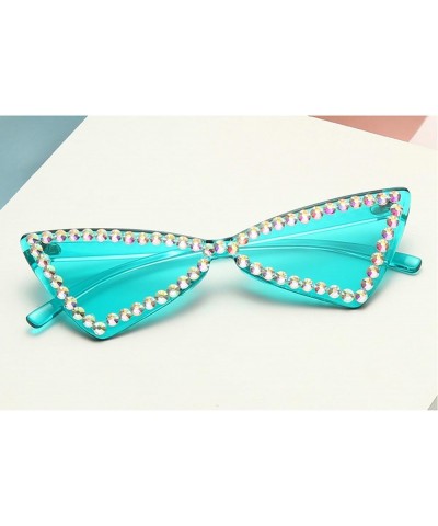 Sexy Cat Eye Sunglasses Women Rimless Vintage Rhinestone Sun Glasses Female Lady Candy Color Eyewear Triangle Shades 2pcs-pin...