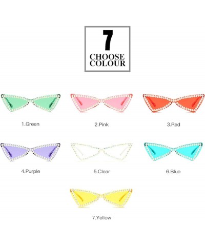 Sexy Cat Eye Sunglasses Women Rimless Vintage Rhinestone Sun Glasses Female Lady Candy Color Eyewear Triangle Shades 2pcs-pin...