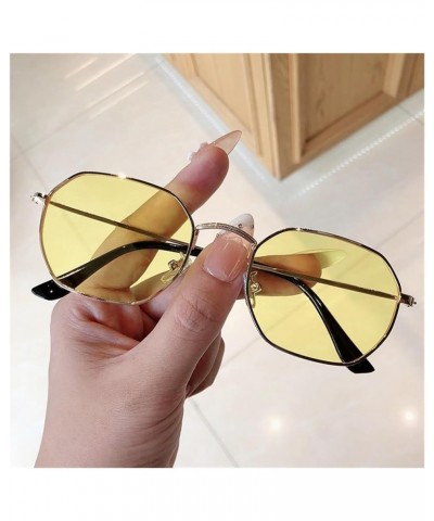 Fashion Metal Frame Men's And Women's Sunglasses Personalized Simple Outdoor Vacation UV400 Sunglasses E $19.26 Designer