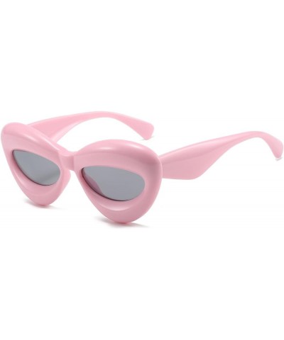 Cat Eye Sexy Lip Sunglasses - Y2K Inflated Eyewear Oversized Thick Frame Party Fun Sun Glasses Women Men Pink $6.94 Oversized