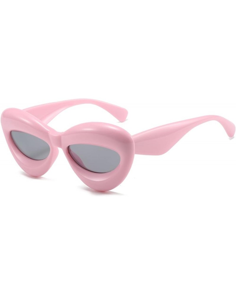 Cat Eye Sexy Lip Sunglasses - Y2K Inflated Eyewear Oversized Thick Frame Party Fun Sun Glasses Women Men Pink $6.94 Oversized