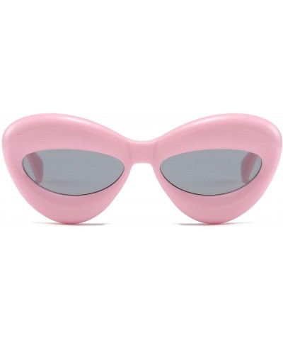 Cat Eye Sexy Lip Sunglasses - Y2K Inflated Eyewear Oversized Thick Frame Party Fun Sun Glasses Women Men Pink $6.94 Oversized