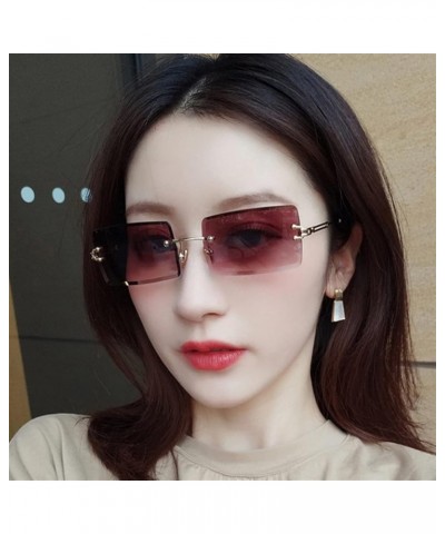 Frameless Ladies Square Sunglasses Outdoor Vacation Street Photography Decorative Sunglasses Sunglasses Men Trendy (Color : N...