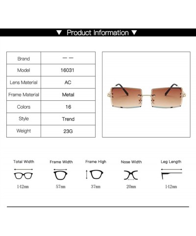 Frameless Ladies Square Sunglasses Outdoor Vacation Street Photography Decorative Sunglasses Sunglasses Men Trendy (Color : N...