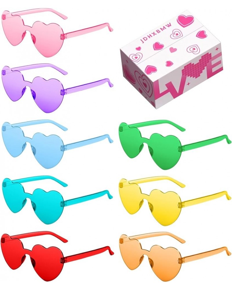 Heart Shaped Sunglasses Candy Color Rimless Fun Heart Sunglasses for Women Men Party Favors 8*multicolor D $7.13 Heart