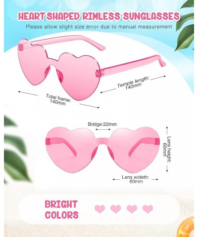 Heart Shaped Sunglasses Candy Color Rimless Fun Heart Sunglasses for Women Men Party Favors 8*multicolor D $7.13 Heart