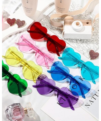 Heart Shaped Sunglasses Candy Color Rimless Fun Heart Sunglasses for Women Men Party Favors 8*multicolor D $7.13 Heart