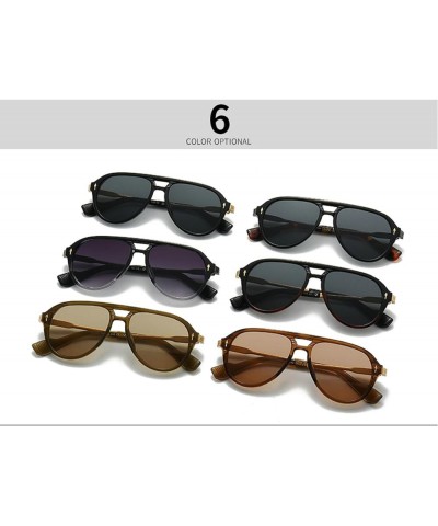 Retro Double Bridges Pilot Men Sunglasses Fashion Metal Shades UV400 Trending Rivets Women Luxury Sun Glasses Black&brown $9....