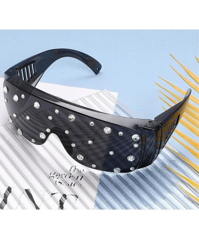 Retro Oversize Women Rhinestone Sunglasses Crystal Sparkling Bejewelled Trendy bling bling Square Sun Glasses Black $9.50 Square