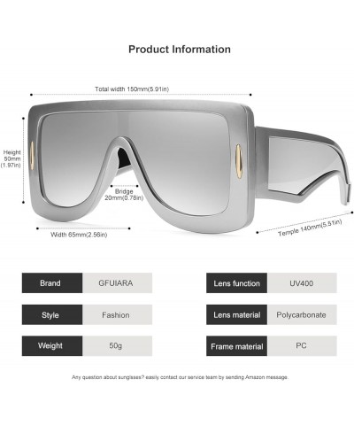 Trendy Anagram Mask Sunglasses for Women Men Oversized Flat Top Fashion Shield Sun Glasses UV Protection Sunnies Silver $17.6...