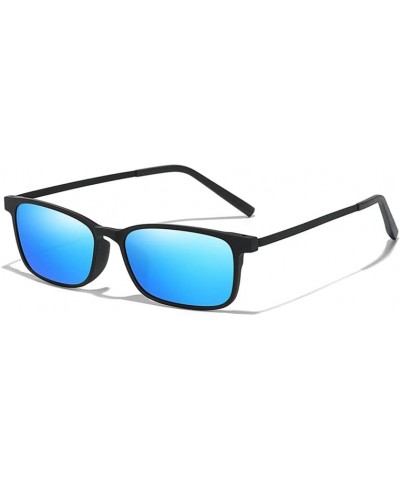 Full Rim Plastic Rectangle Polarized Mirrored Driving Sunglasses Reading Glasses for Men Women-Grey||+1.50 Strength Blue Mirr...