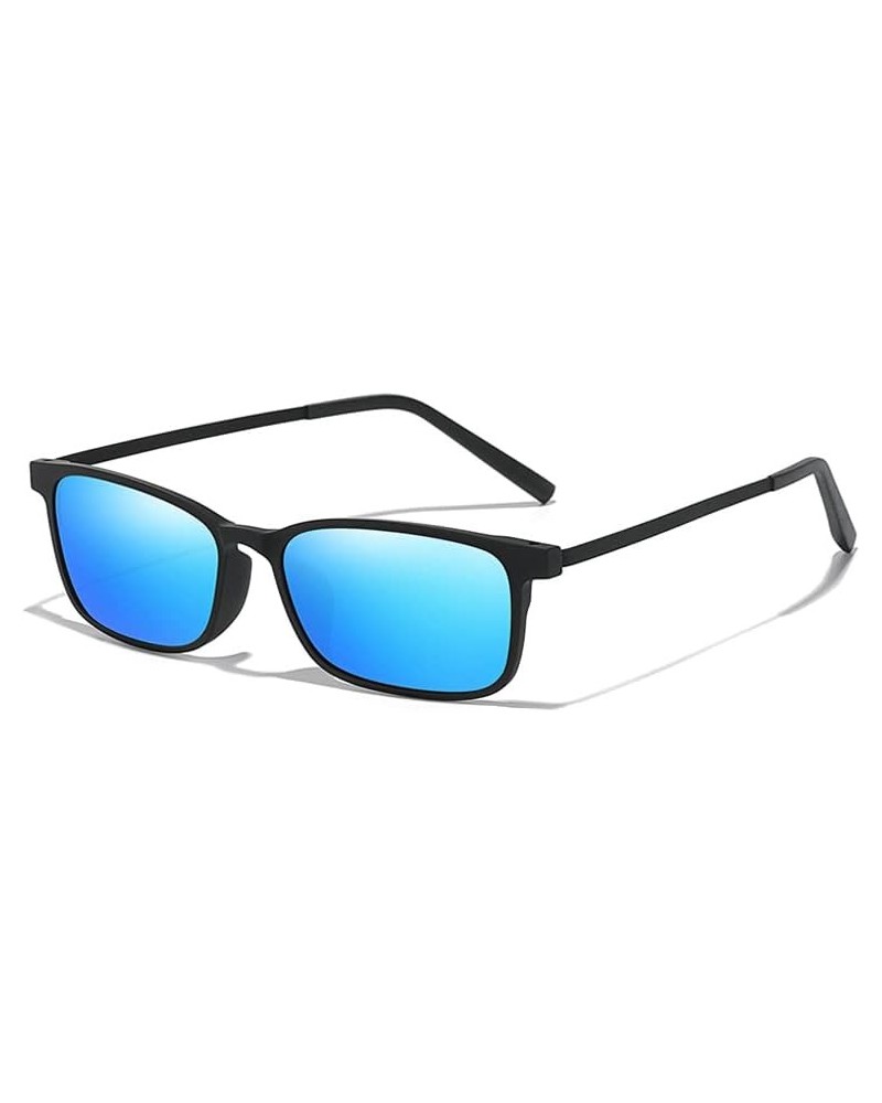 Full Rim Plastic Rectangle Polarized Mirrored Driving Sunglasses Reading Glasses for Men Women-Grey||+1.50 Strength Blue Mirr...