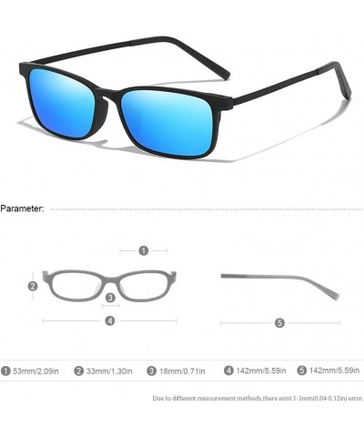 Full Rim Plastic Rectangle Polarized Mirrored Driving Sunglasses Reading Glasses for Men Women-Grey||+1.50 Strength Blue Mirr...