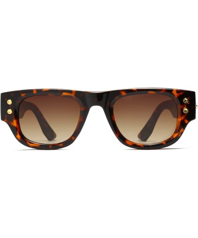 Rectangle Sunglasses Women - Men Chunky Square Narrow Frame Sunglasses Retro Thick Sun Glasses UV400 Protection Leopard Gradi...