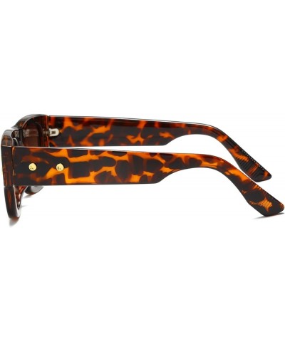 Rectangle Sunglasses Women - Men Chunky Square Narrow Frame Sunglasses Retro Thick Sun Glasses UV400 Protection Leopard Gradi...