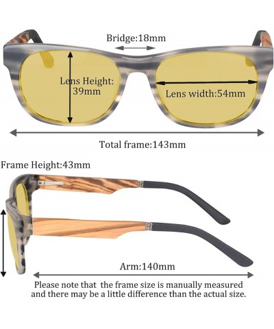 UV400 Polarized Sunglasses Men Acetate Wood Frame Fishing Glasses for Driving Hiking ZF109 Gloss Black yellow lens $17.81 Way...