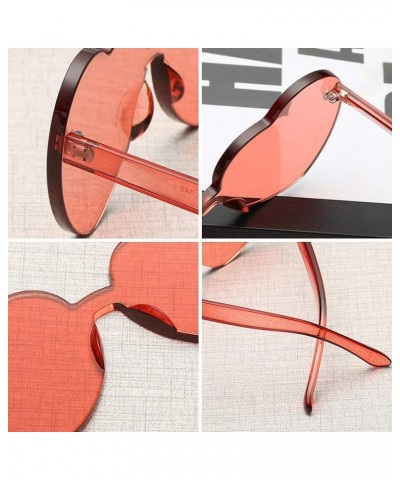 Love Heart Shaped Rimless Sunglasses PC Frame Resin Lens Sunglasses UV400 Sunglasses Rose Red $6.29 Rimless